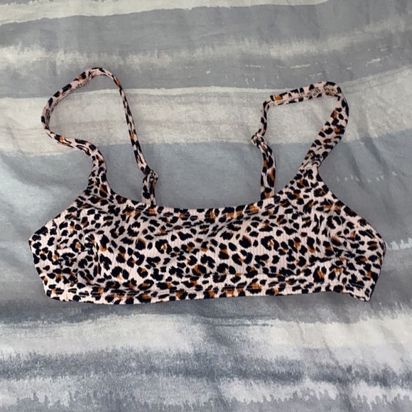 Xhilaration Juniors' Ribbed Bralette Bikini Top Animal Print Size S - Picture 2 of 4